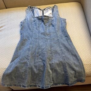 Denim A-Line Dress in Blue Large